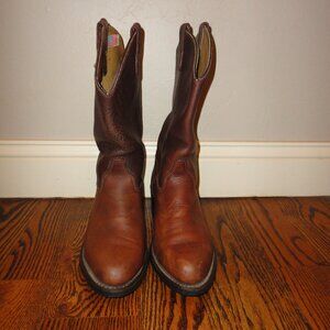 DOUBLE H Men's Brown Leather Round Toe Western Work Boots Size 10.5 D